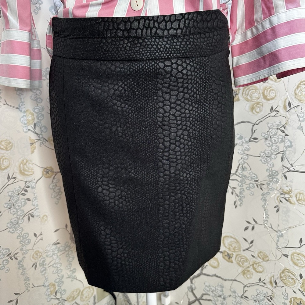 Cynthia Rowley Pencil Skirt Sz 6‎ Mini Above Knee Snake Skin Print Black NWOT